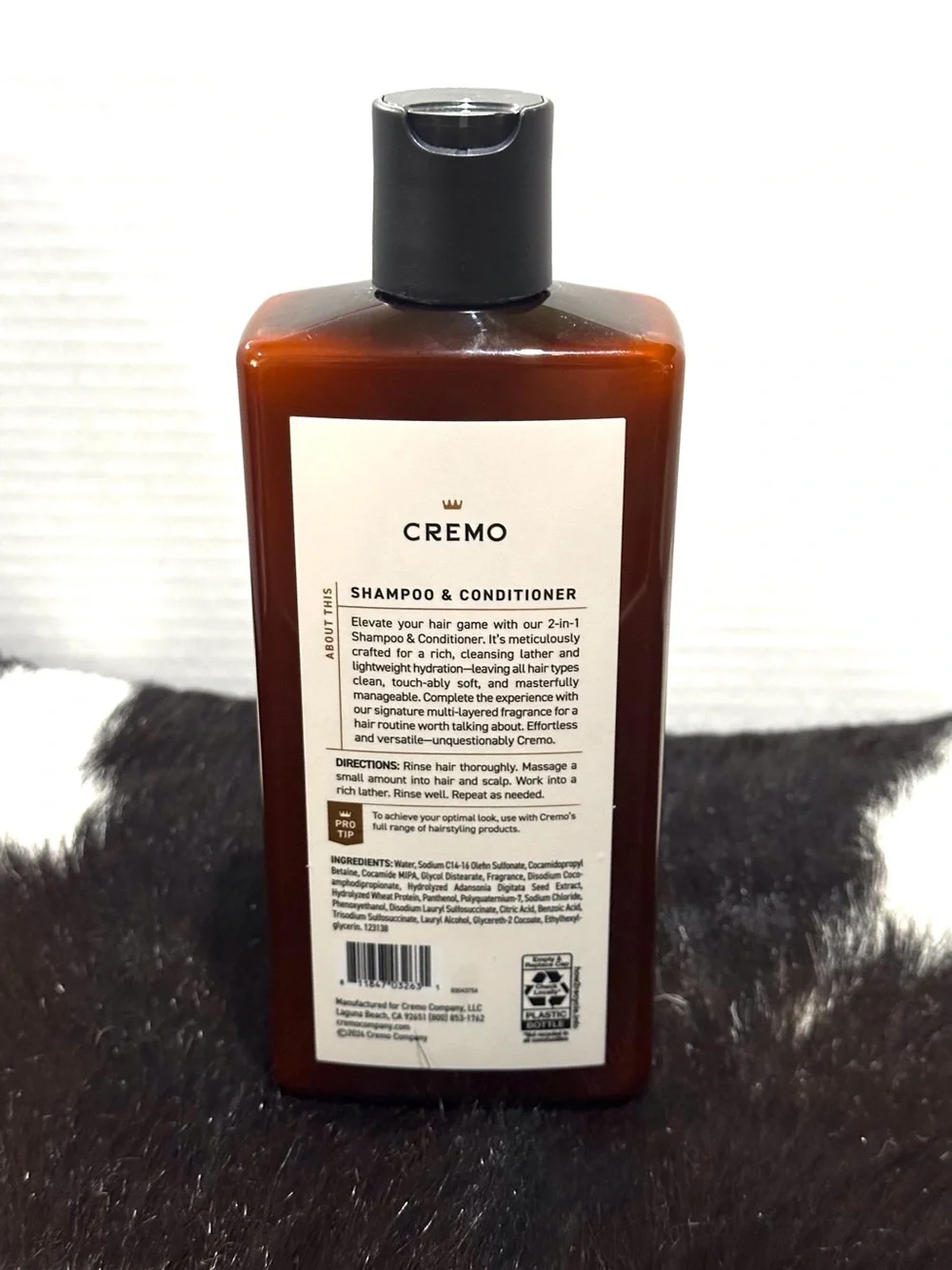 Cremo 2-in-1 Shampoo & Conditioner - Bourbon & Oak  - Size 16fl oz.